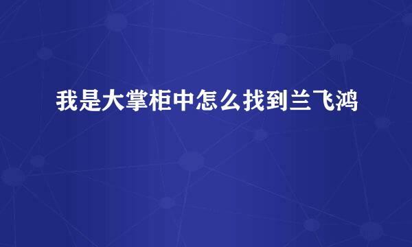 我是大掌柜中怎么找到兰飞鸿