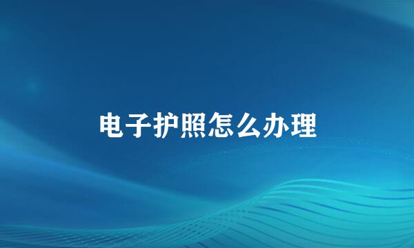 电子护照怎么办理