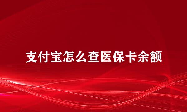 支付宝怎么查医保卡余额