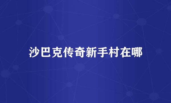 沙巴克传奇新手村在哪