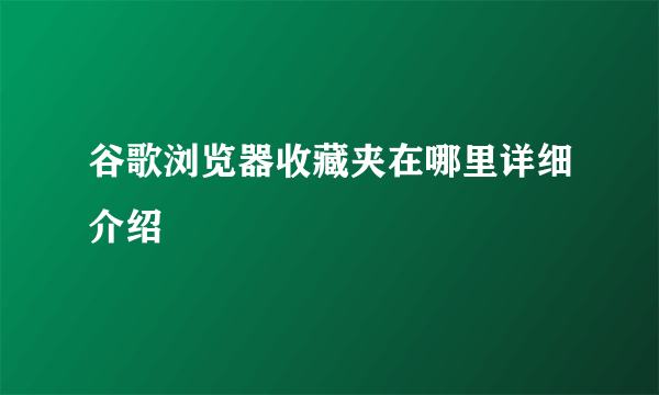 谷歌浏览器收藏夹在哪里详细介绍