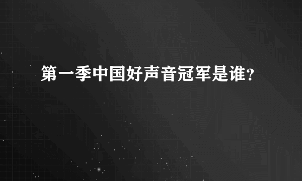 第一季中国好声音冠军是谁？