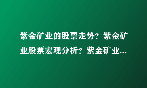 紫金矿业的股票走势？紫金矿业股票宏观分析？紫金矿业股票雪球财经网？