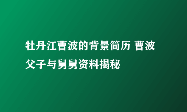 牡丹江曹波的背景简历 曹波父子与舅舅资料揭秘