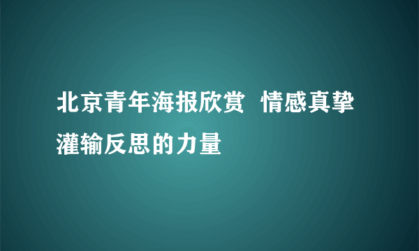 北京青年海报欣赏  情感真挚灌输反思的力量