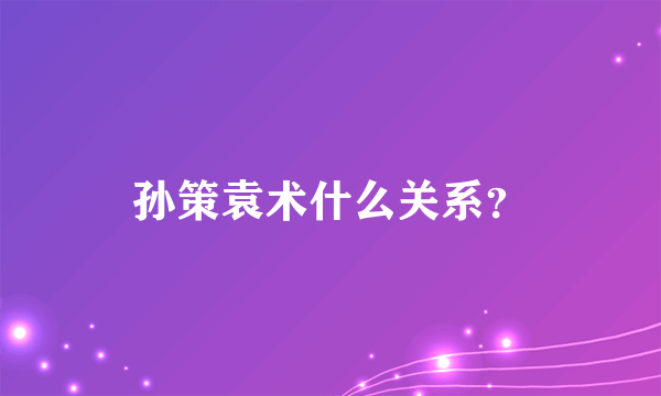 孙策袁术什么关系？