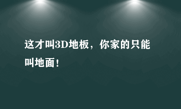这才叫3D地板，你家的只能叫地面！