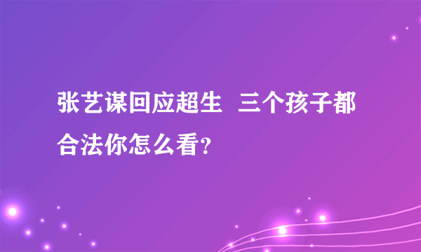 张艺谋回应超生  三个孩子都合法你怎么看？