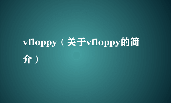 vfloppy（关于vfloppy的简介）