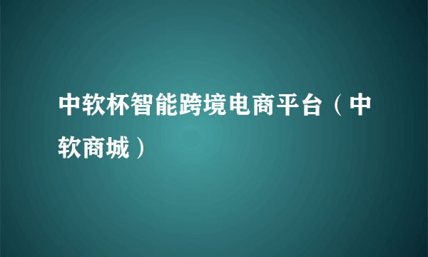中软杯智能跨境电商平台（中软商城）