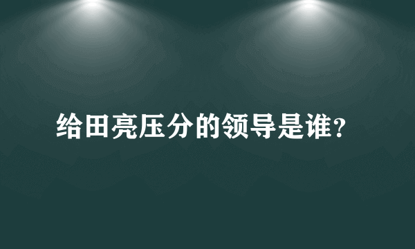 给田亮压分的领导是谁？