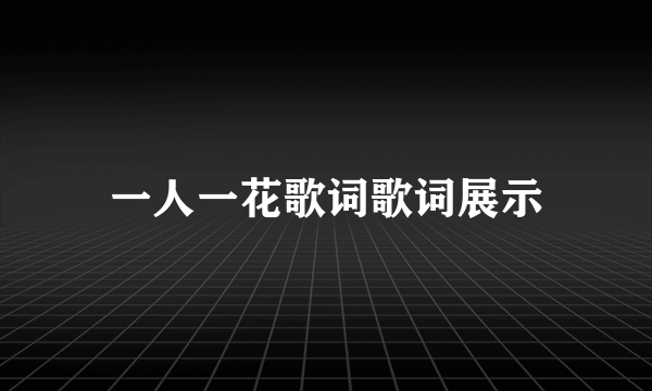 一人一花歌词歌词展示