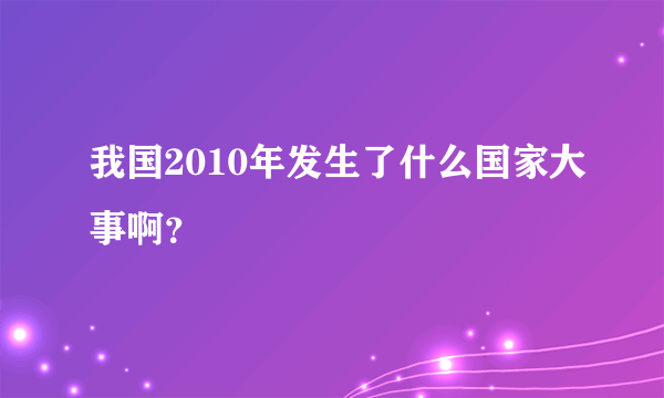 我国2010年发生了什么国家大事啊？