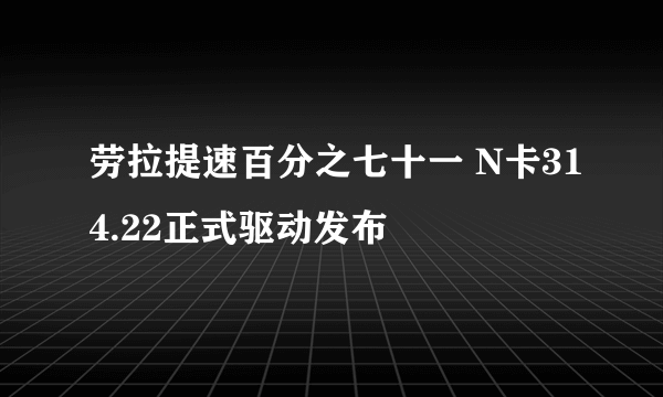 劳拉提速百分之七十一 N卡314.22正式驱动发布