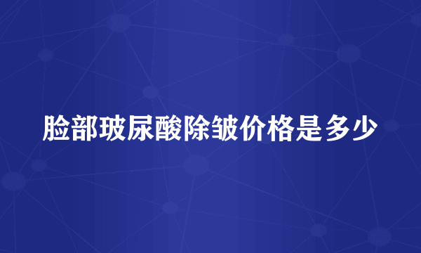 脸部玻尿酸除皱价格是多少