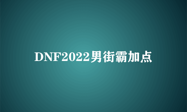 DNF2022男街霸加点