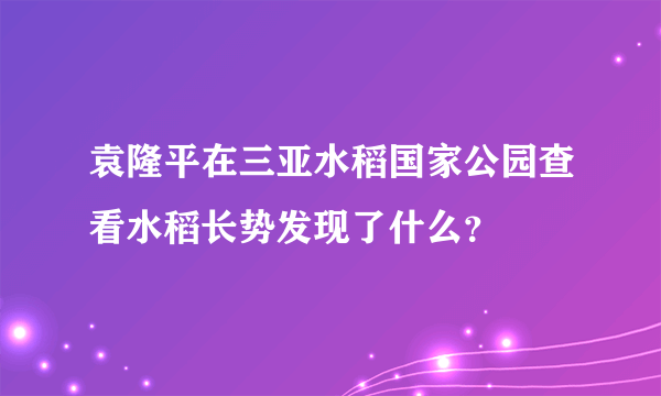 袁隆平在三亚水稻国家公园查看水稻长势发现了什么？