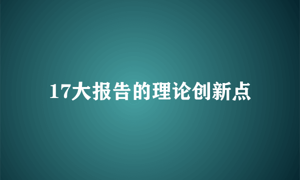 17大报告的理论创新点