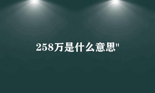 258万是什么意思