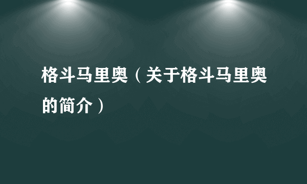 格斗马里奥（关于格斗马里奥的简介）
