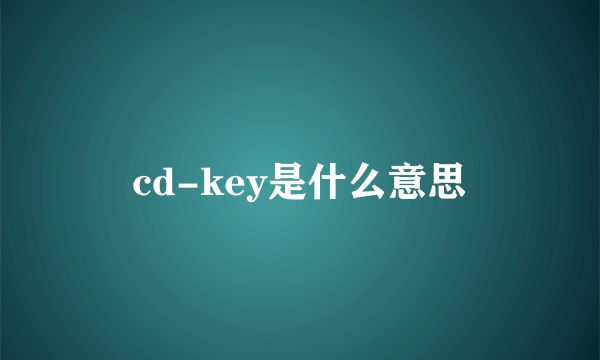 cd-key是什么意思