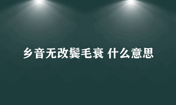 乡音无改鬓毛衰 什么意思