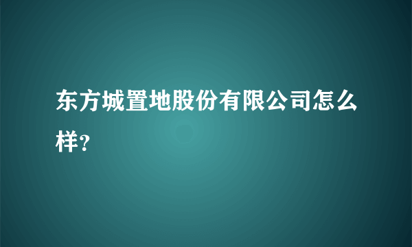 东方城置地股份有限公司怎么样？