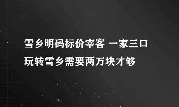 雪乡明码标价宰客 一家三口玩转雪乡需要两万块才够