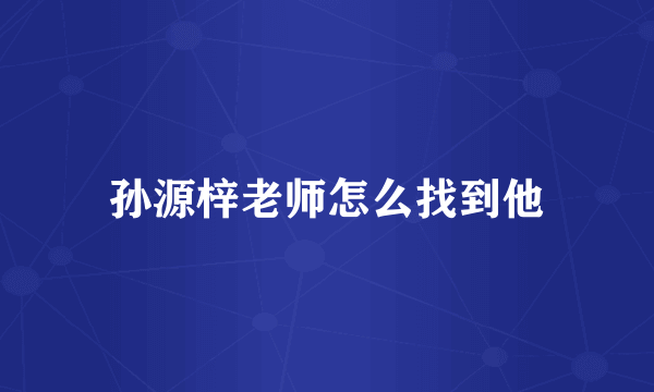 孙源梓老师怎么找到他