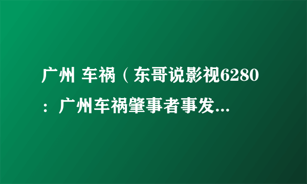 广州 车祸（东哥说影视6280：广州车祸肇事者事发时向车窗外撒钱）