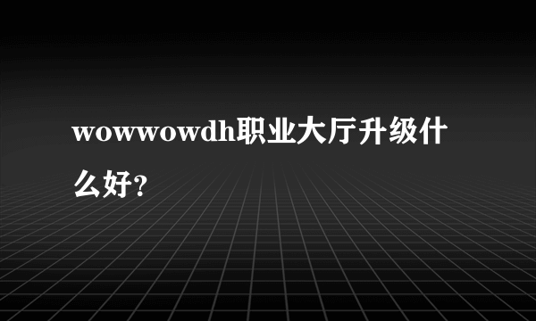 wowwowdh职业大厅升级什么好？
