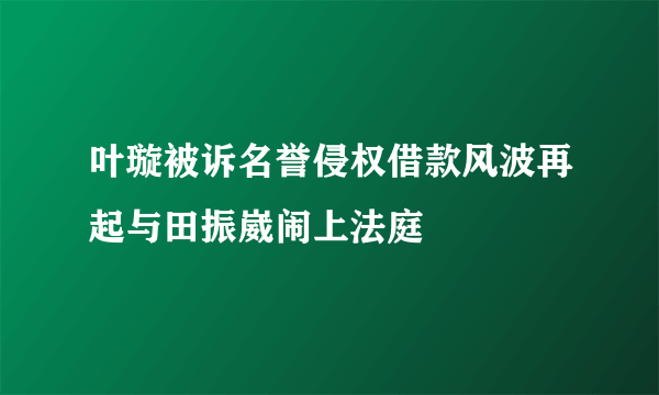 叶璇被诉名誉侵权借款风波再起与田振崴闹上法庭