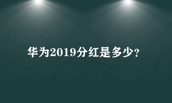 华为2019分红是多少？