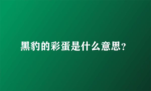 黑豹的彩蛋是什么意思？
