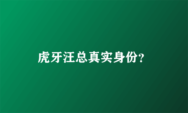 虎牙汪总真实身份？